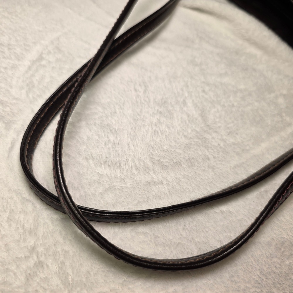 Macy's Vintage Dark Brown Genuine Leather Shoulder Bag Made in Uruguay Zip Top - Picture 6 of 14